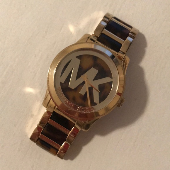 Michael Kors Tortoise Shell and Gold Watch - Picture 1 of 2